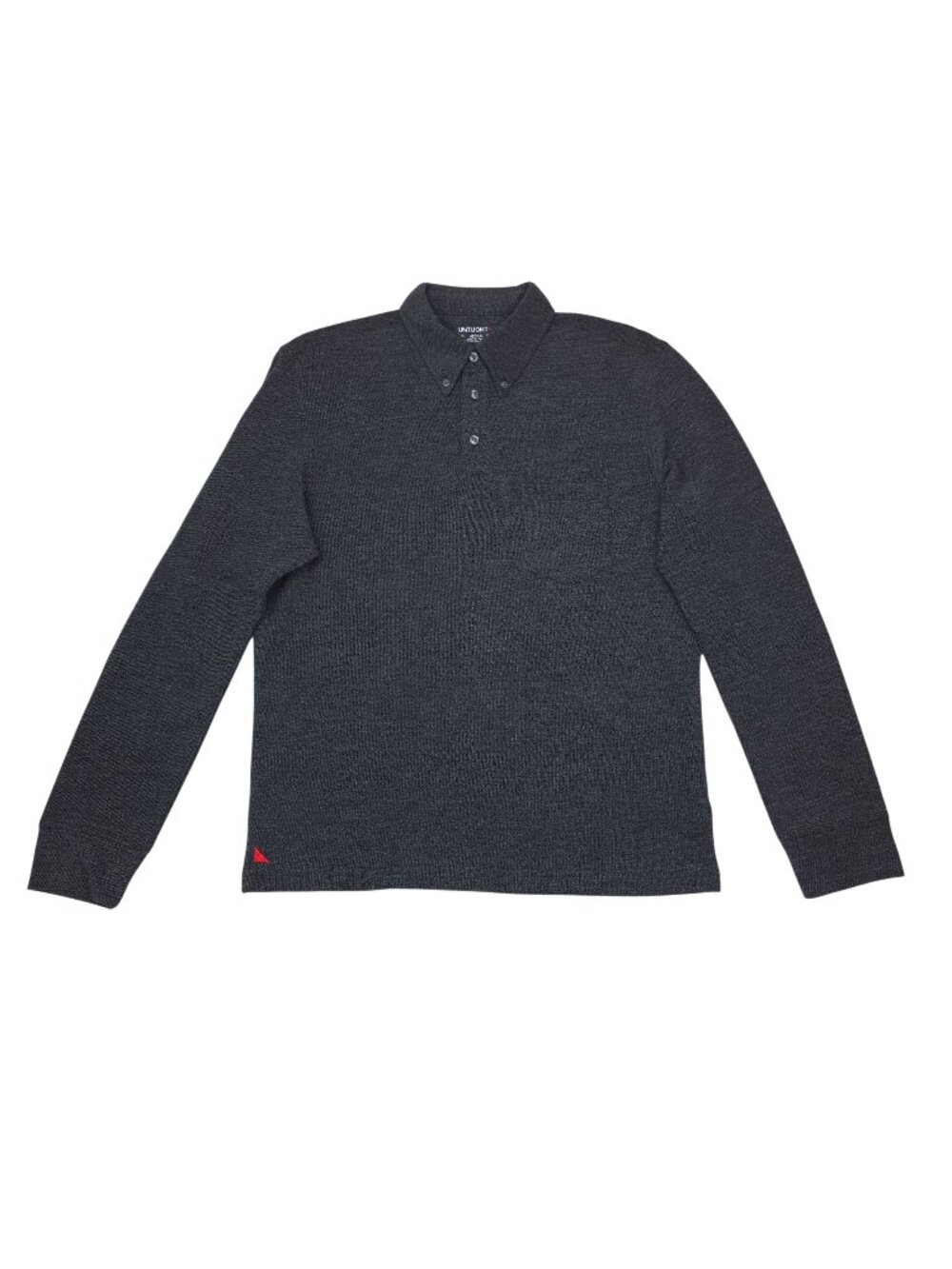 Untuckit Mens Gray Long Sleeve Polo Shirt Medium Cotton Blend
